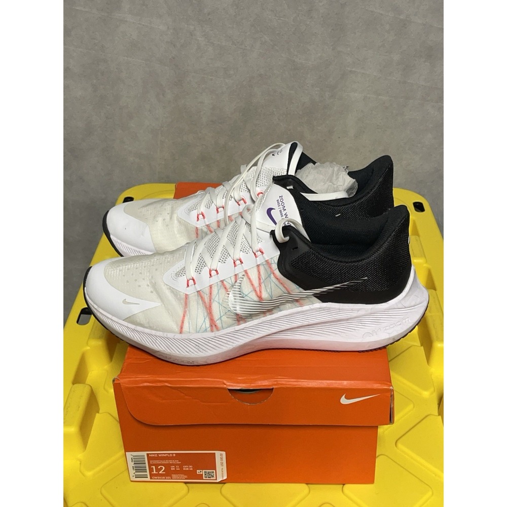 Nike‎ Winflo 8 Shoes Men 12 White Metallic Silver Black Gym CW3419-101 Sneakers